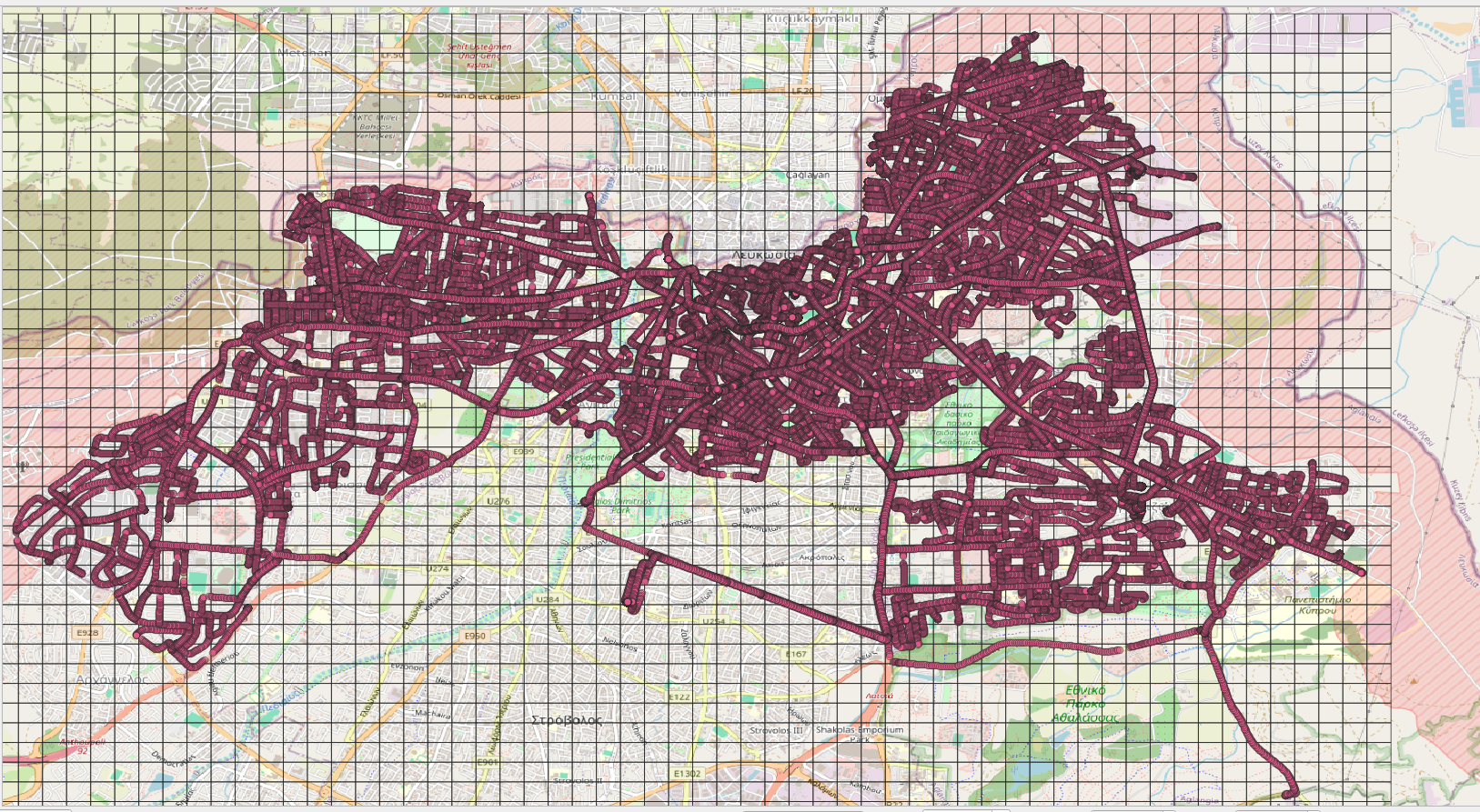 Map of measurement locations
